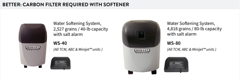 Water softener with carbon filter for combi ovens