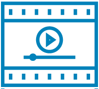 Blue video player icon.