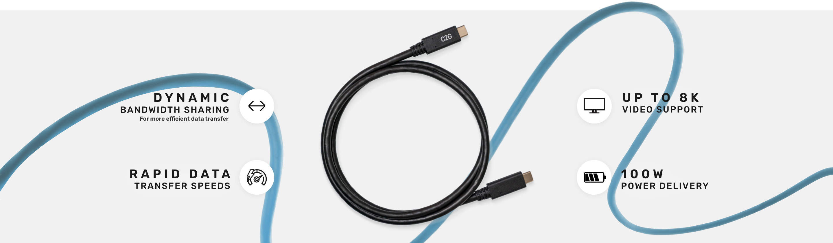 C2G Performance, Plus, and Core Series HDMI connectors on a grey background